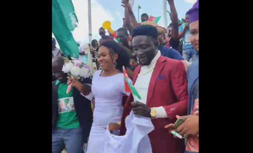 TRENDING VIDEO: Cheers as newlyweds join rally for Peter Obi in Abuja