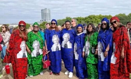 SPOTTED: Nigerian women rock ‘asoebi’ in UK for Queen Elizabeth’s burial