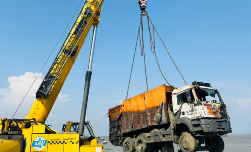 PHOTOS: LASEMA recovers waste disposal truck from Lagos lagoon