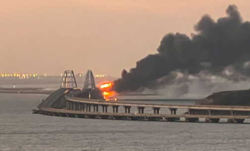 Moscow blames Ukraine as explosion destroys bridge linking Crimea to Russia
