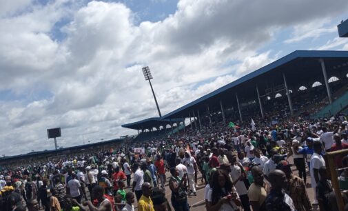 Massive crowd ‘takes over’ Delta stadium as Obi supporters hold ‘mega rally’