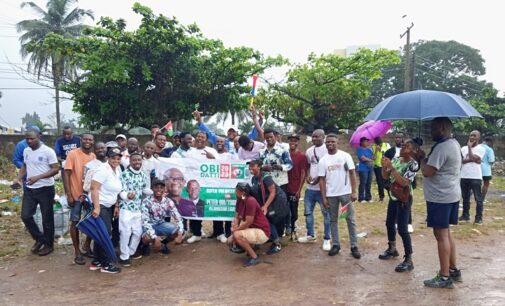 PHOTOS: Peter Obi’s supporters defy rain, gather at Ikeja for Lagos rally