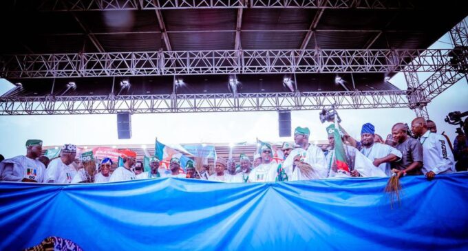 PHOTOS: Adamu, el-Rufai, Lalong, Fashola attend Tinubu mega rally in Lagos