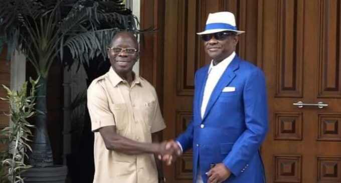 ‘We’re now friends’ — Wike apologises to Oshiomhole for supporting Obaseki’s re-election