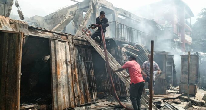 PHOTOS: Anambra sympathises with victims as fire razes shops in Onitsha