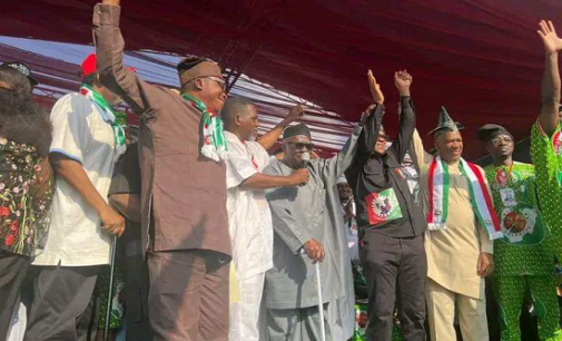 PHOTOS: Ayo Adebanjo joins Obi, Datti Baba-Ahmed at LP rally in Oyo