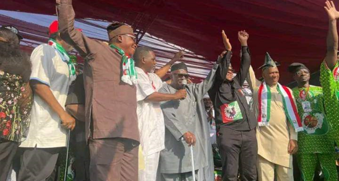 PHOTOS: Ayo Adebanjo joins Obi, Datti Baba-Ahmed at LP rally in Oyo