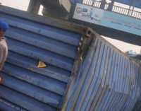 Driver killed as truck crashes into pedestrian bridge in Lagos