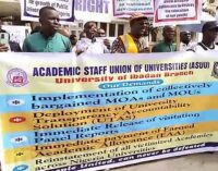 UI ASUU members protest half salary, say FG ‘lawless, merciless’