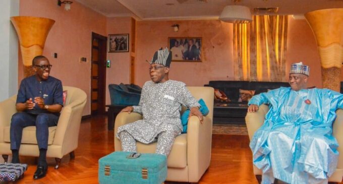 PHOTOS: Okowa, Tambuwal meet with Obasanjo in Abeokuta