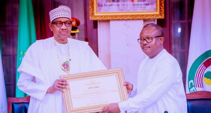 PHOTOS: Guinea-Bissau honours Buhari for ‘contributing to political stability’ in West Africa