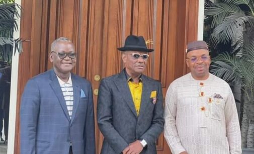 ‘It is brotherly love’ — Wike, Udom Emmanuel, Ortom meet in Rivers amid PDP crisis