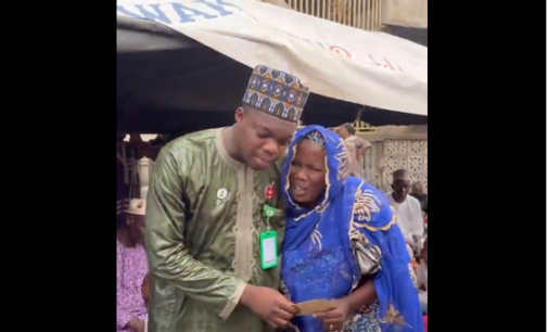 Cute Abiola donates first salary as Abdulrazaq’s aide to old women, widows