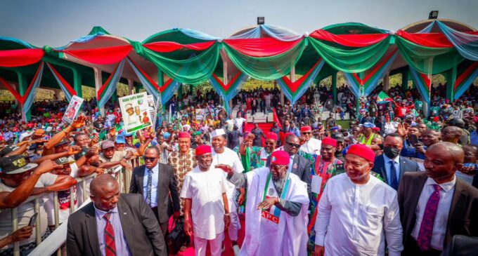 PHOTOS: Tinubu takes presidential campaign to Enugu, visits Ugwuanyi