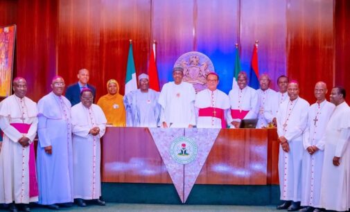 PHOTOS: Kukah, Kaigama present as Buhari meets with Catholic bishops in Aso Villa