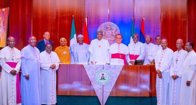 PHOTOS: Kukah, Kaigama present as Buhari meets with Catholic bishops in Aso Villa