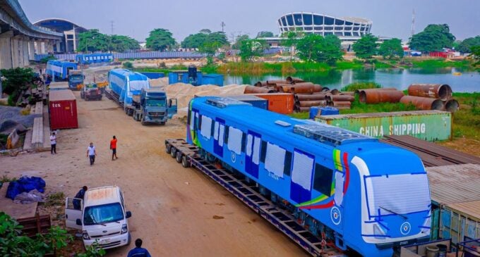 PHOTOS: Lagos takes delivery of two train sets ahead of blue line project inauguration