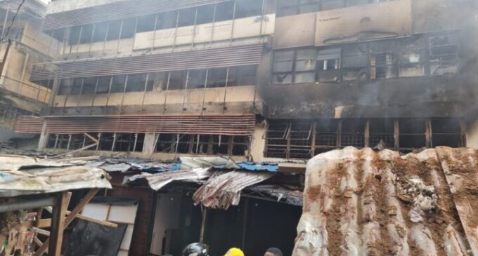 Shops destroyed as fire breaks out at Balogun market in Lagos