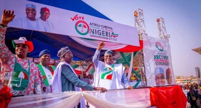 ‘I almost shed tears’ — Atiku hails turnout at Ekiti rally, vows to improve residents’ welfare