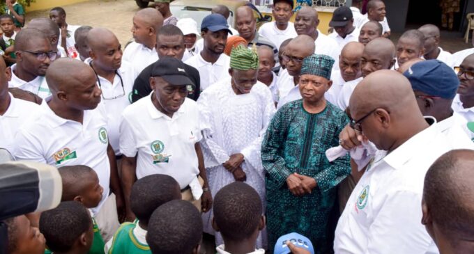 PHOTOS: Obasanjo joins students on 18km walk as Baptist Boys’ High School marks centenary