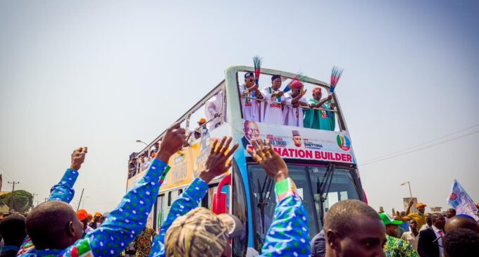 PHOTOS: APC takes presidential campaign to Kwara as PDP train lands in Ekiti