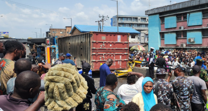 Children among 9 killed in container accident at Ojuelegba bridge