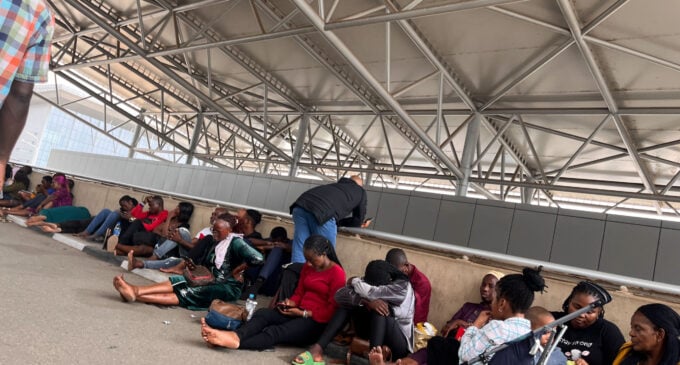 PHOTOS: Frustration, anger at Lagos airport as NAHCO strike disrupts flights