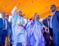 Buhari arrives Lagos for Tinubu’s final rally