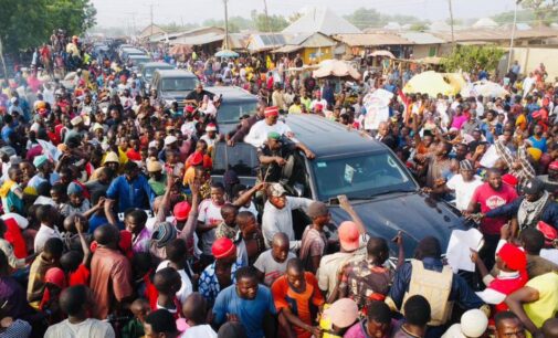 PHOTOS: Huge crowd welcomes Kwankwaso as he takes campaign to Jos
