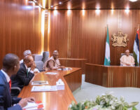 PHOTOS: Buhari meets EFCC chair, Emefiele, Tambuwal amid protests over naira scarcity
