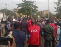PHOTOS: EFCC operatives spotted at Tinubu’s polling unit ahead of voting