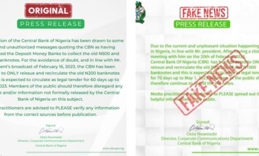 FAKE NEWS ALERT: CBN disowns statement shared by Aisha Buhari on naira notes deadline