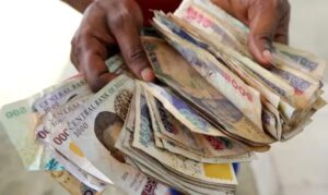 A wad of old naira notes