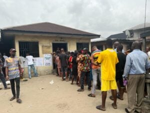 Voters waiting to perform their franchise
