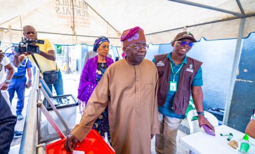 PHOTOS: The moment president-elect Tinubu, wife voted in Lagos