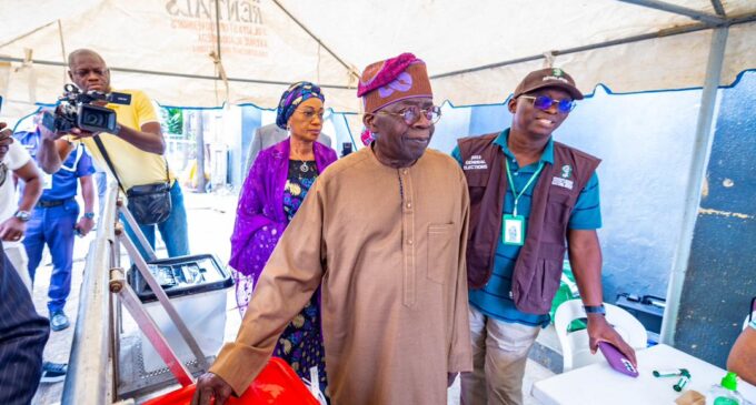 PHOTOS: The moment president-elect Tinubu, wife voted in Lagos