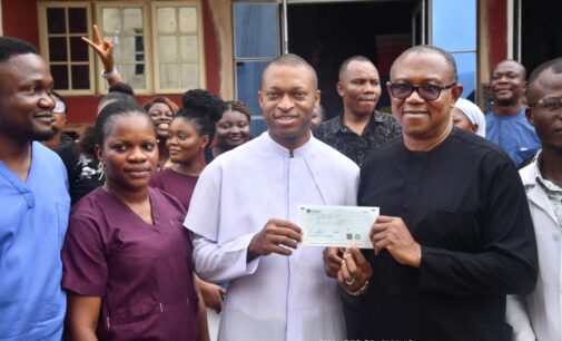 PHOTOS: Obi presents cheques to university, hospital in Anambra