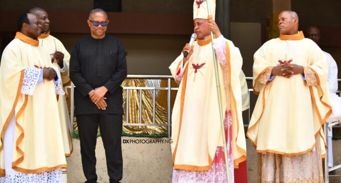 PHOTOS: Peter Obi joins Catholic faithful to celebrate Holy Week in Anambra