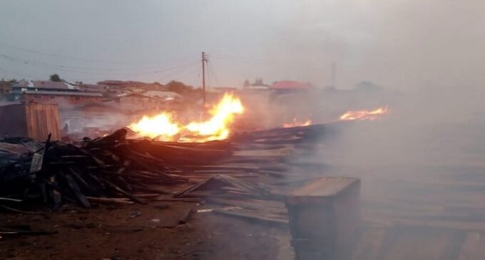 Goods worth millions of naira destroyed as fire guts plank market in Oyo
