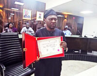 Fintiri receives certificate of return from INEC