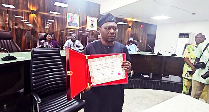 Fintiri receives certificate of return from INEC