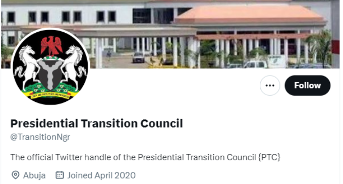 ALERT: Presidential transition council raises the alarm on fake Twitter handle
