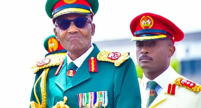 PHOTOS: Buhari attends army trooping parade in military regalia