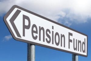 A pension fund signboard