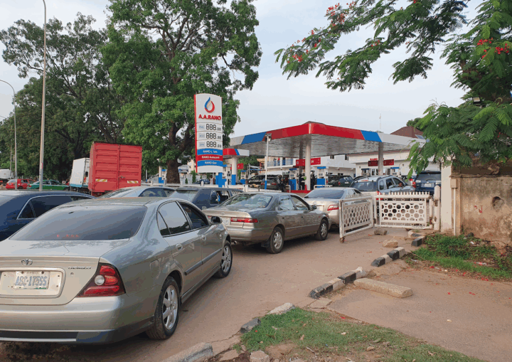 Cars on a queue at a filling station in Abuja