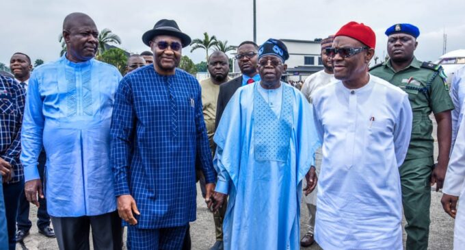 PHOTOS: Tinubu spotted with Magnus Abe, Wike