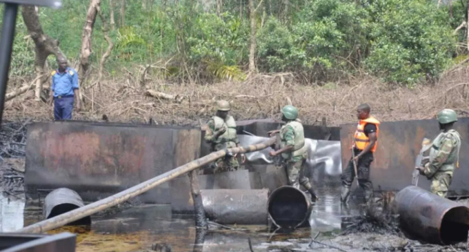 Troops destroy 41 illegal refining sites, recover 1.06m litres of crude oil