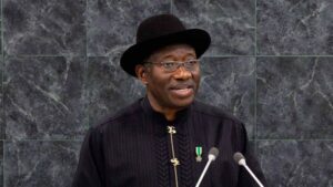 Goodluck Jonathan speaks in Pretoria, South Africa