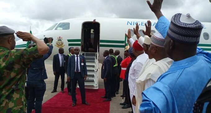 PHOTOS: Tinubu departs Nigeria for financial pact summit in France