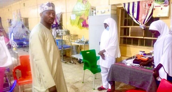 EXTRA: Sokoto governor disguises, rides tricycle to specialist hospital for inspection